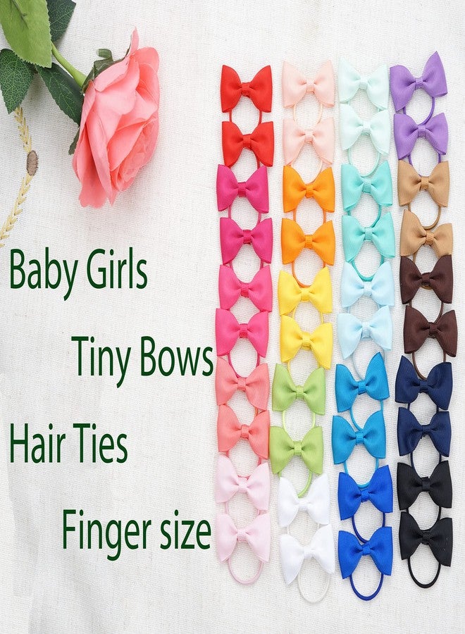 CÉLLOT 40Pcs 2 Inches Baby Bows Hair Ties Mini Boutique Hair Bows Durable Elastic Rubber Ribbon Hair Band Accessories for Toddlers Infants Kids Under 2 Years Old - Image 5