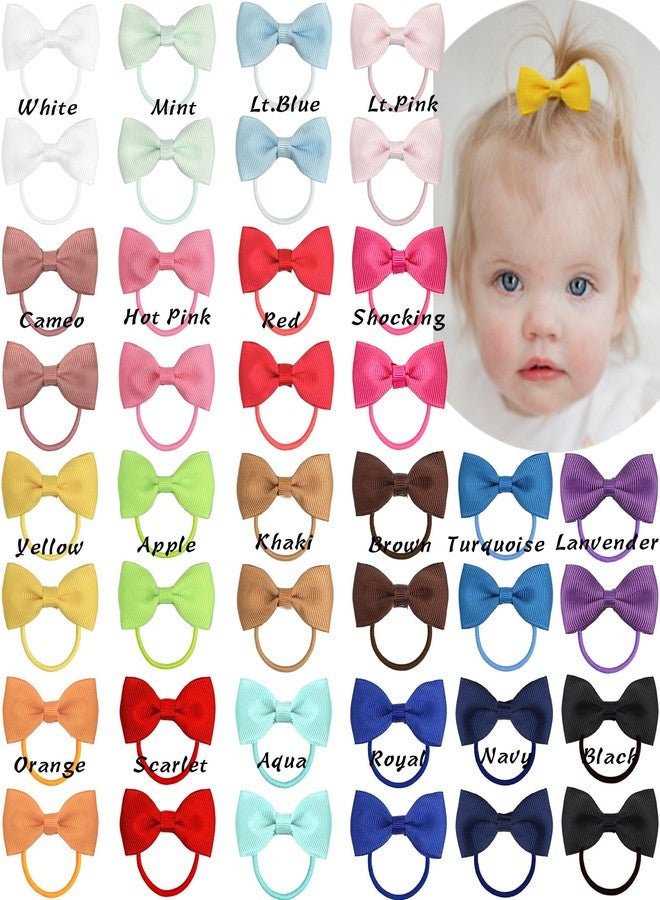 CÉLLOT 40Pcs 2 Inches Baby Bows Hair Ties Mini Boutique Hair Bows Durable Elastic Rubber Ribbon Hair Band Accessories for Toddlers Infants Kids Under 2 Years Old - Image 2