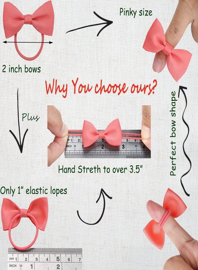 CÉLLOT 40Pcs 2 Inches Baby Bows Hair Ties Mini Boutique Hair Bows Durable Elastic Rubber Ribbon Hair Band Accessories for Toddlers Infants Kids Under 2 Years Old - Image 3