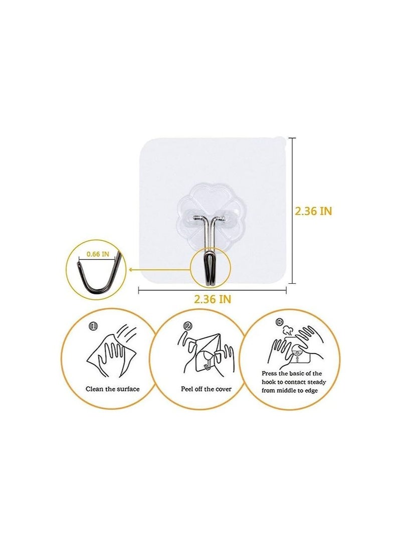Spaceshoop 6pcs Adhesive Wall Hooks Heavy Duty Sticky Ceiling Door Hooks Nail Free Clear Reusable Hook for Bathroom Kitchen No Scratch Waterproof Oilproof - Image 2