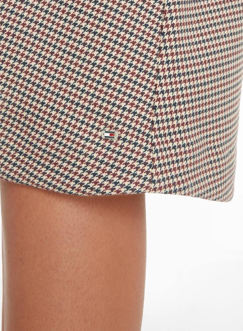 TOMMY HILFIGER Women's Micro Check Midi Dress - Polyester Blend, Multicolor