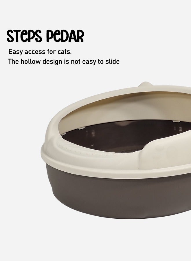 MAJIBAO Semi-enclosed anti-splashing cat litter box, Easy to clean cat litter basin with Pedal design, Detachable cat toilet for easy cleaning(Gray and chocolate) 40 cm Long  - Image 4