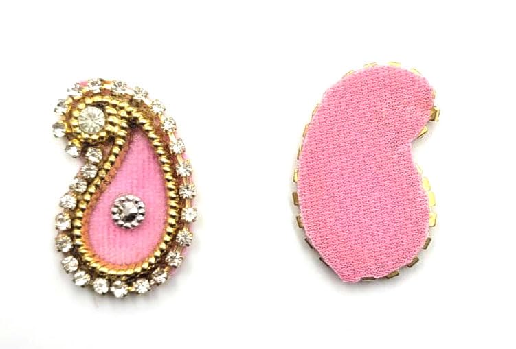 Applique PatchesKundan PatchesDecorative Patches Pink Embroidery Mango Keri Shaped Buti for Clothes Saree Blouse Dress Decoration Butti Patches 15  - Image 4