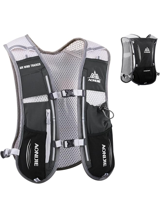 AONIJIE Trail Vest 5L Backpack Hydration Running Bag Trail Running Vest for Men Women Marathon Hiking (Black – Only Vest) - Image 1