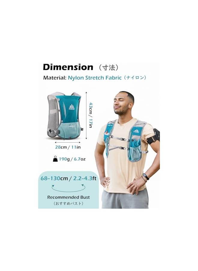 AONIJIE Trail Vest 5L Backpack Hydration Running Bag Trail Running Vest for Men Women Marathon Hiking (Black – Only Vest) - Image 2