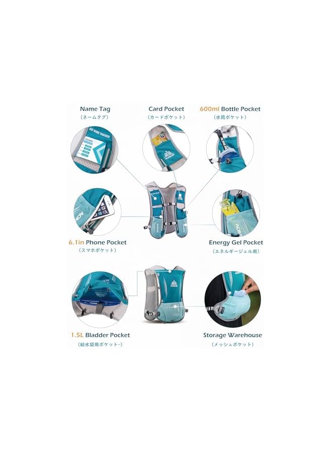 AONIJIE Trail Vest 5L Backpack Hydration Running Bag Trail Running Vest for Men Women Marathon Hiking (Black – Only Vest) - Image 3