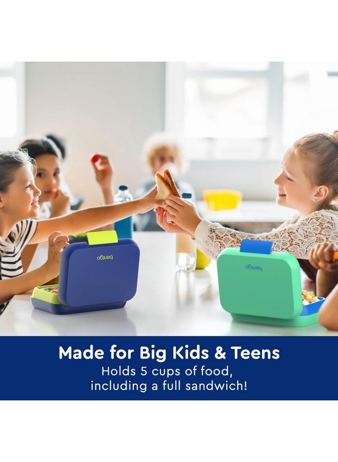 بنتجو بينتجو بوب - علبة غداء مانعة للتسرب مع فاصل قابل للإزالة، مناسبة للأعمار من 8 سنوات فما فوق والمراهقين - تتسع لـ 5 أكواب من الطعام؛ 3-4 أقسام؛ آمنة للاستخدام في الميكروويف/غسالة الأطباق؛ ضمان لمدة عامين (أزرق داكن/أخضر فاتح) - Image 1