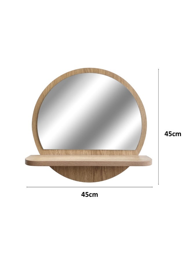 ايست من نون مرآة حائطية مع رف، لون خشبي، مدخل مزخرف، 45×45 سم - Image 3