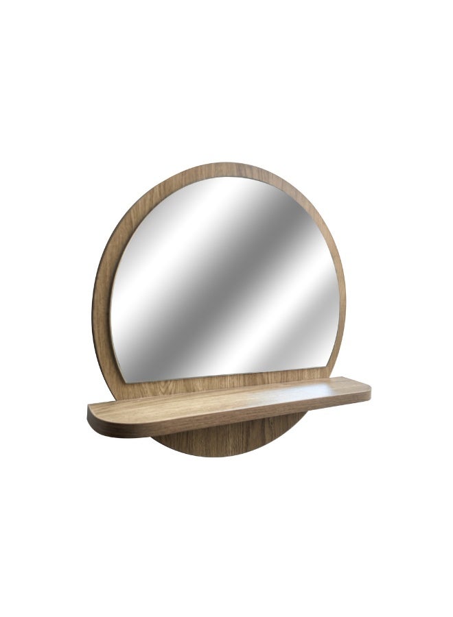 ايست من نون مرآة حائطية مع رف، لون خشبي، مدخل مزخرف، 45×45 سم - Image 1