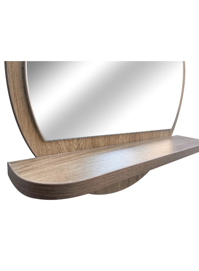 ايست من نون مرآة حائطية مع رف، لون خشبي، مدخل مزخرف، 45×45 سم - Image 4