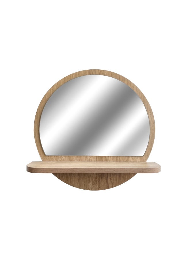 ايست من نون مرآة حائطية مع رف، لون خشبي، مدخل مزخرف، 45×45 سم - Image 2