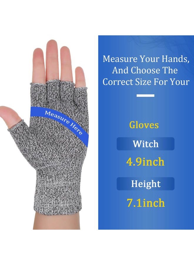 Geyoga 2 Pair Cut Resistant Half Finger Safety Gloves for Home Use (Grey and Black) - Image 3