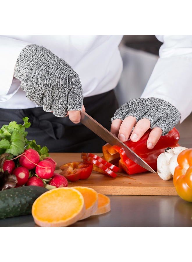 Geyoga 2 Pair Cut Resistant Half Finger Safety Gloves for Home Use (Grey and Black) - Image 2