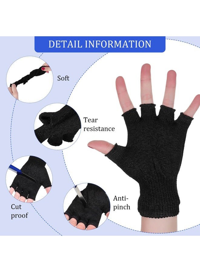Geyoga 2 Pair Cut Resistant Half Finger Safety Gloves for Home Use (Grey and Black) - Image 4
