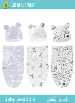 bbet Baby Swaddle , 6 PCS Swaddle Wrap for Babies ,Baby Wrapping Blanket  Cap Set  Baby Sleeping Bag   Newborn Infant Sleep Sack With Caps 100% Breathable Cotton 0-6 Month Newborn Baby Gift Set New Born Baby Items  - Image 1