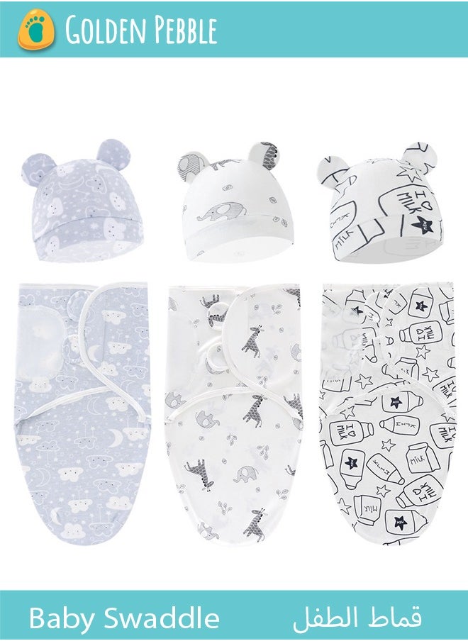 bbet Baby Swaddle , 6 PCS Swaddle Wrap for Babies ,Baby Wrapping Blanket  Cap Set  Baby Sleeping Bag   Newborn Infant Sleep Sack With Caps 100% Breathable Cotton 0-6 Month Newborn Baby Gift Set New Born Baby Items  - Image 1