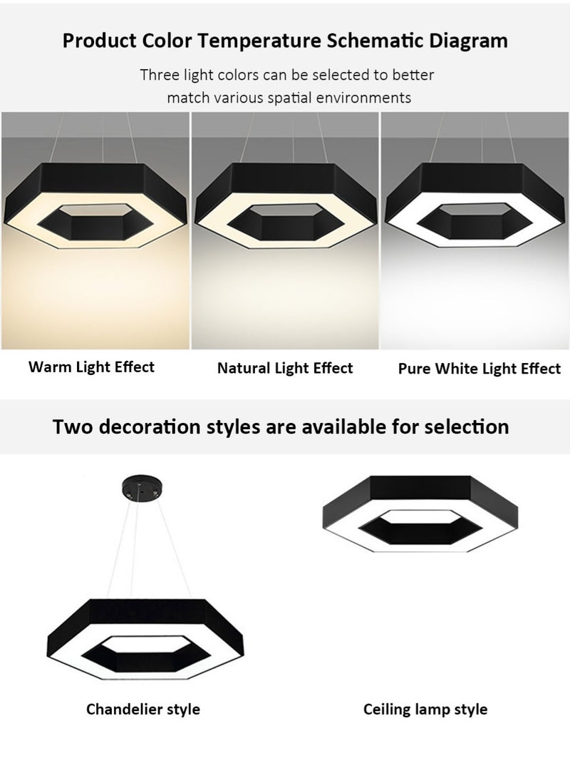 EzzySo Modern LED Chandelier 40cm Hollow Hexagon Ceiling Light 18W Three Colors Variable Light Adjustable Hanging or Ceiling Mounted Hanging Industrial Style Pendant Light for Living Room Bedroom Office Gym Dance Studio Shopping Mall - Image 5