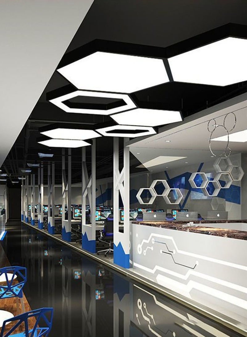 EzzySo Modern LED Chandelier 40cm Hollow Hexagon Ceiling Light 18W Three Colors Variable Light Adjustable Hanging or Ceiling Mounted Hanging Industrial Style Pendant Light for Living Room Bedroom Office Gym Dance Studio Shopping Mall - Image 2