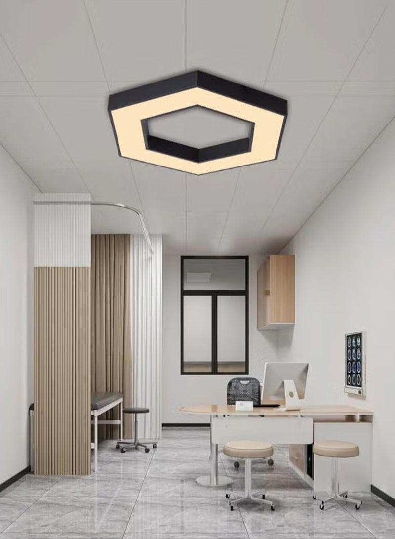 EzzySo Modern LED Chandelier 40cm Hollow Hexagon Ceiling Light 18W Three Colors Variable Light Adjustable Hanging or Ceiling Mounted Hanging Industrial Style Pendant Light for Living Room Bedroom Office Gym Dance Studio Shopping Mall - Image 1