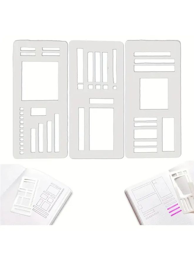3 Flexible Planning Templates Reusable Dot Grid Stencils Suitable for Journals Calendars and Bullet Journals 5mm Alignment Tool Polyethylene Terephthalate Essential for Loose Leaf Binders Stylish Template Design Durable Template Office Homework Planner Stencil Journal Stencil Magnet For Tracing Drawing Drawing Following Character Ruler - Image 3