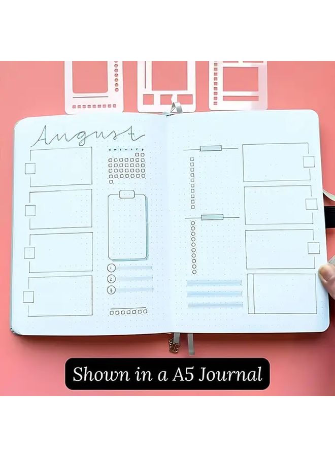 3 Flexible Planning Templates Reusable Dot Grid Stencils Suitable for Journals Calendars and Bullet Journals 5mm Alignment Tool Polyethylene Terephthalate Essential for Loose Leaf Binders Stylish Template Design Durable Template Office Homework Planner Stencil Journal Stencil Magnet For Tracing Drawing Drawing Following Character Ruler - Image 4