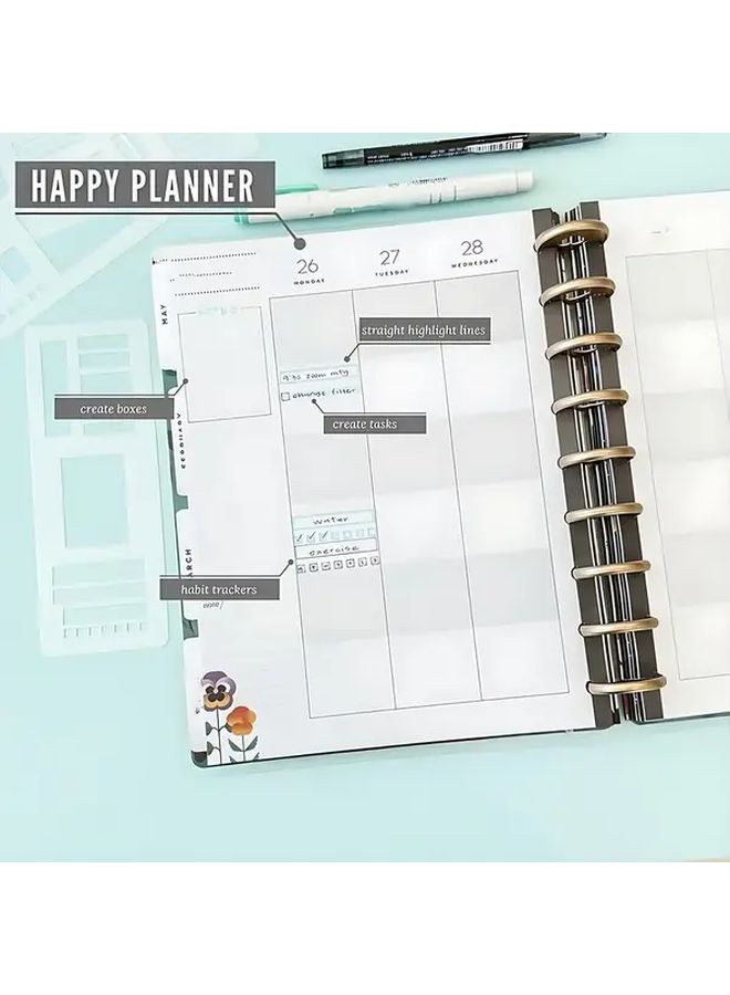 3 Flexible Planning Templates Reusable Dot Grid Stencils Suitable for Journals Calendars and Bullet Journals 5mm Alignment Tool Polyethylene Terephthalate Essential for Loose Leaf Binders Stylish Template Design Durable Template Office Homework Planner Stencil Journal Stencil Magnet For Tracing Drawing Drawing Following Character Ruler - Image 5