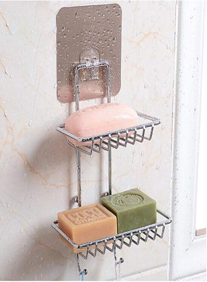 Gopendra Soap Dish Holder, Shower Caddy, Adhesive Bathroom Shelf Wall Mounted, No Drilling Strong Shower Caddies Kitchen Racks - Stainless Steel Storage Organizers (Double Layers) - Image 5