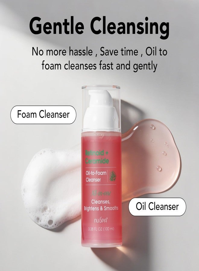 NUSPA Retinoid Ceramide Oil to Foam Cleanser, Anti-Aging Exfoliating Face Wash, Gentle Makeup Remover, Strengthens Skin Barrier, Deep Cleansing for Smooth Youthful Skin - Image 2