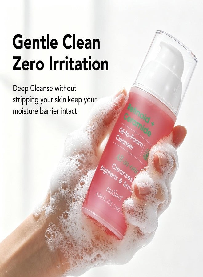 NUSPA Retinoid Ceramide Oil to Foam Cleanser, Anti-Aging Exfoliating Face Wash, Gentle Makeup Remover, Strengthens Skin Barrier, Deep Cleansing for Smooth Youthful Skin - Image 5