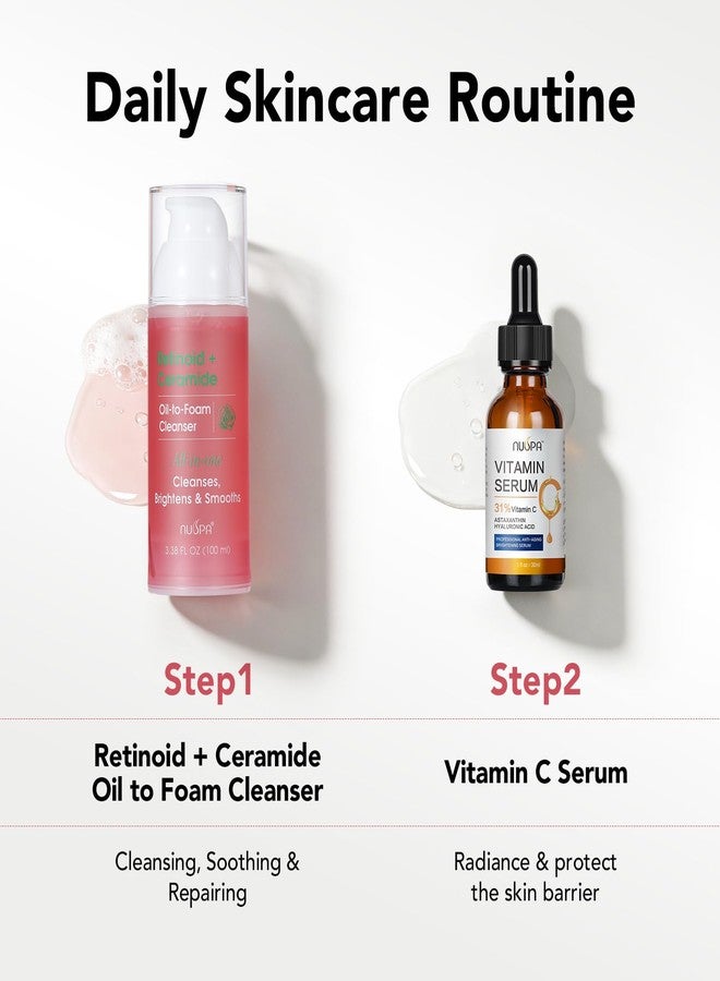 NUSPA Retinoid Ceramide Oil to Foam Cleanser, Anti-Aging Exfoliating Face Wash, Gentle Makeup Remover, Strengthens Skin Barrier, Deep Cleansing for Smooth Youthful Skin - Image 4