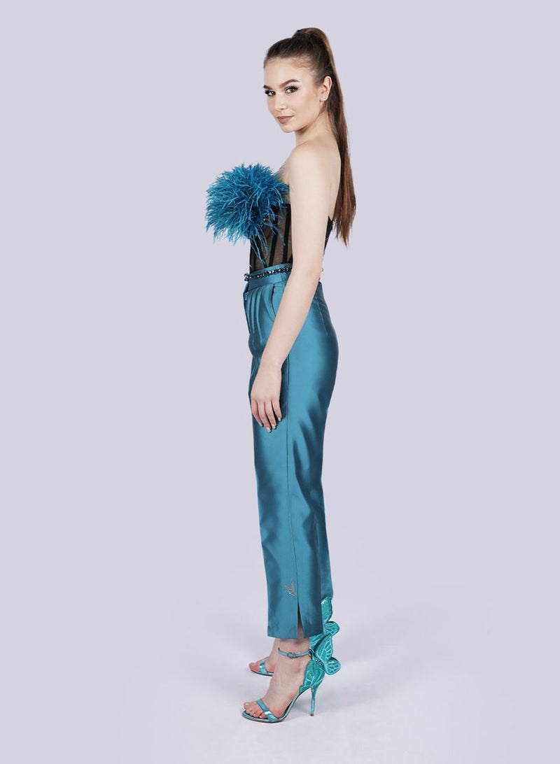 NIVA FASHION HOUSE Slay - Pin Tuck Blue Pants  - Image 4
