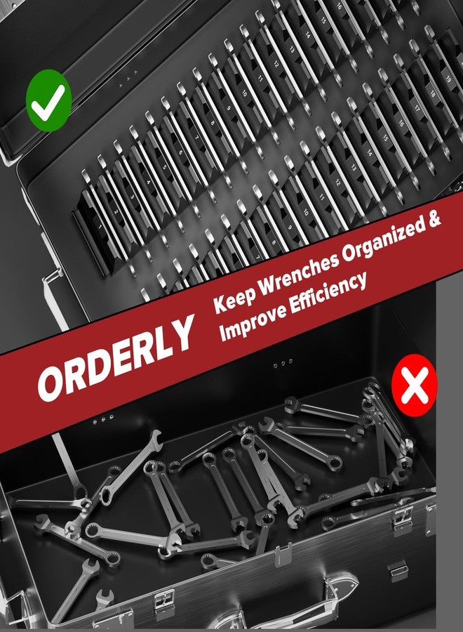 Matscover 80PCS Modular Wrench Organizer Wrench Holder - Wrench Tool Organizers for Tool Drawer Storage, Wrench Storage Set with Metric & SAE Label, Rack Tool Gift for Professional Mechanics Men, Black - Image 5