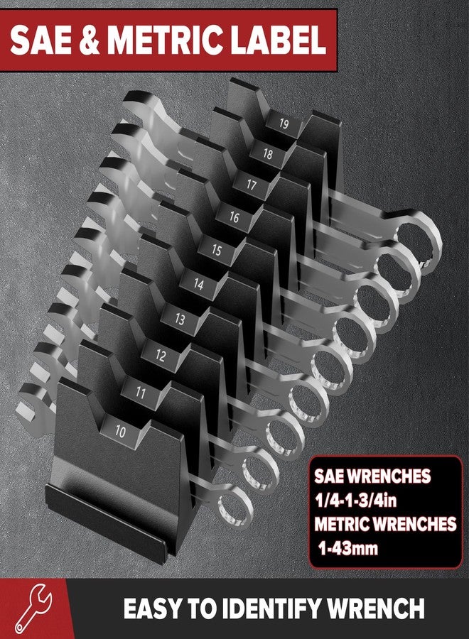 Matscover 80PCS Modular Wrench Organizer Wrench Holder - Wrench Tool Organizers for Tool Drawer Storage, Wrench Storage Set with Metric & SAE Label, Rack Tool Gift for Professional Mechanics Men, Black - Image 3