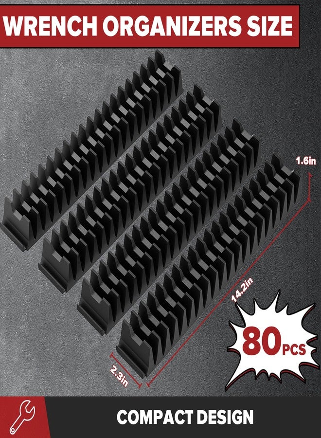 Matscover 80PCS Modular Wrench Organizer Wrench Holder - Wrench Tool Organizers for Tool Drawer Storage, Wrench Storage Set with Metric & SAE Label, Rack Tool Gift for Professional Mechanics Men, Black - Image 2