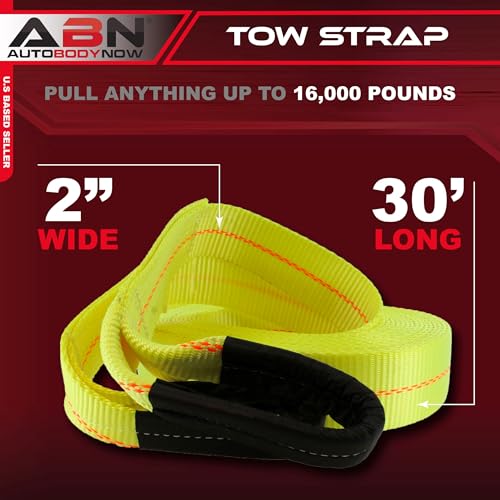 ABN Tow Strap with Reinforced Loops 2in x 30ft Vehicle Recovery Rope 16,000 lbs Pound Capacity Recovery Strap - Image 2