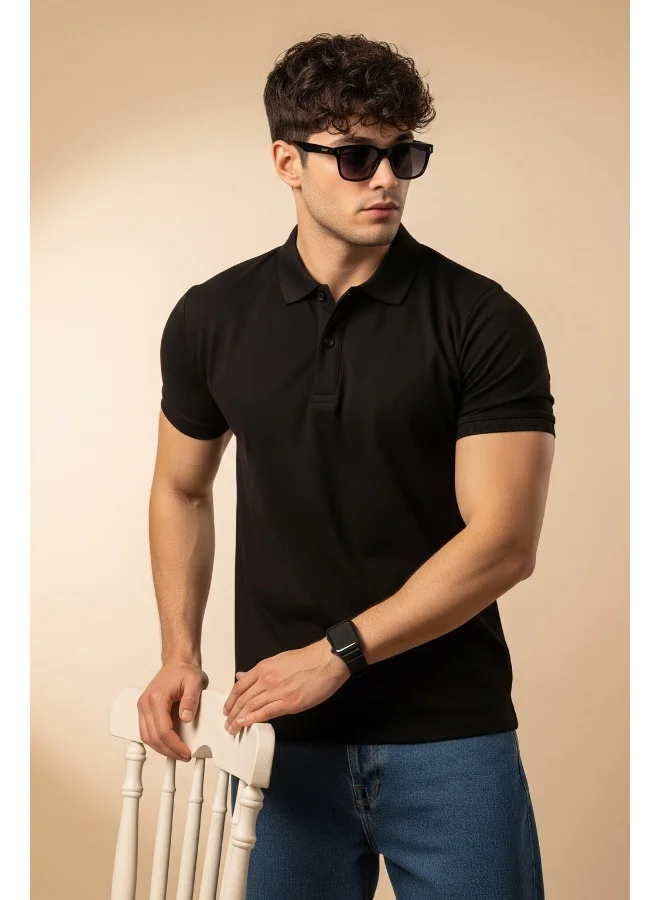 Veirdo Veirdo® Pure Cotton Half Sleeves Regular Fit Plain Solid Classic Polo Collar T-Shirt for Men & Boys (Color Options- Black, Maroon & Olive) (TSH_BLK_Polo_S)