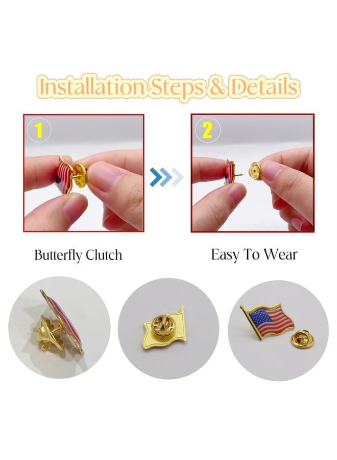 TANG SONG American Flag Lapel Pins - Solid Metal USA Flag Lapel Pins Badge Pins Brooch for Suit Jacket, Brass - Image 4