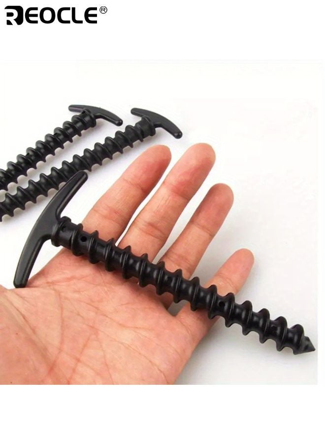 ريوكل ١٠ أوتاد خيمة أرضية لولبية للهواء الطلق قوية مقاومة للرياح مسامير أرض بلاستيكية مع خطافات أوتاد تربة محمولة للخيم البطانيات المظلات - Image 5