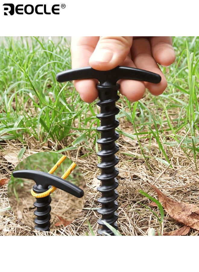 ريوكل ١٠ أوتاد خيمة أرضية لولبية للهواء الطلق قوية مقاومة للرياح مسامير أرض بلاستيكية مع خطافات أوتاد تربة محمولة للخيم البطانيات المظلات - Image 2