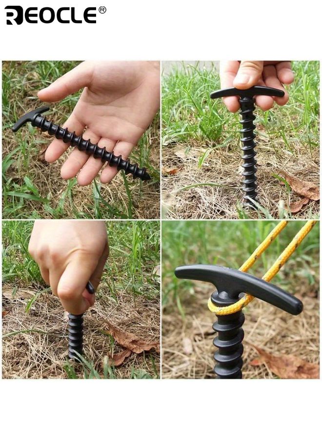 ريوكل ١٠ أوتاد خيمة أرضية لولبية للهواء الطلق قوية مقاومة للرياح مسامير أرض بلاستيكية مع خطافات أوتاد تربة محمولة للخيم البطانيات المظلات - Image 4