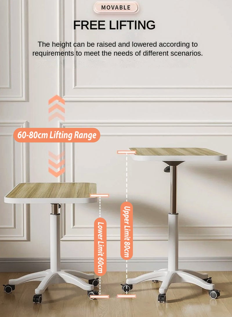 دي بلو طاولة كمبيوتر محمول قابلة للرفع مكتب قابل للتدوير بارتفاع قابل للتعديل مستطيلة جانب السرير والأريكة للمكتب والمنزل والمستشفيات وغرف النوم والمعيشة والدراسة محطة عمل دوارة منضدة هيدروليكية متحركة - Image 3