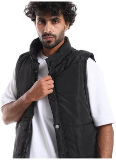 Andora Press Buttons Closure Sleeveless Vest _ Black  - Image 3