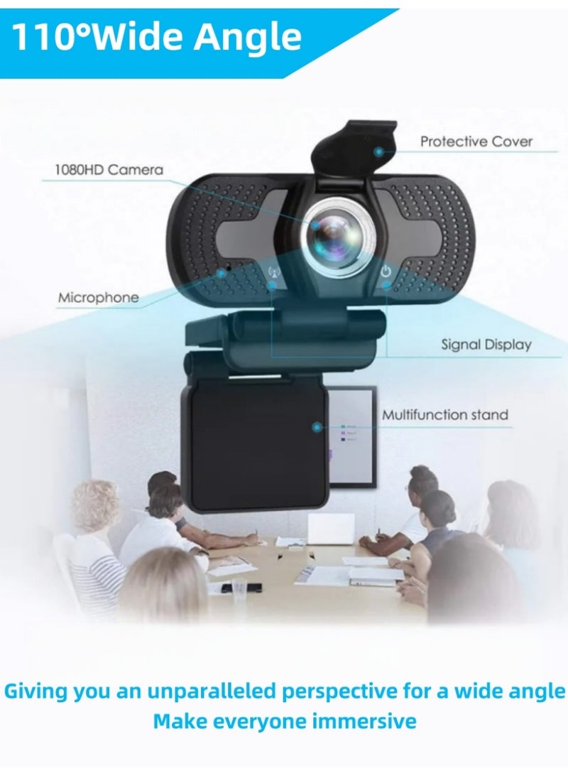 1080P Webcam with Microphone, Full HD USB Camera with Auto Focus, Multi-Angle Adjustment, Plug & Play Driver-Free, Ideal for Video Calls, Live Streaming, Online Meetings, Laptop & PC - Image 3