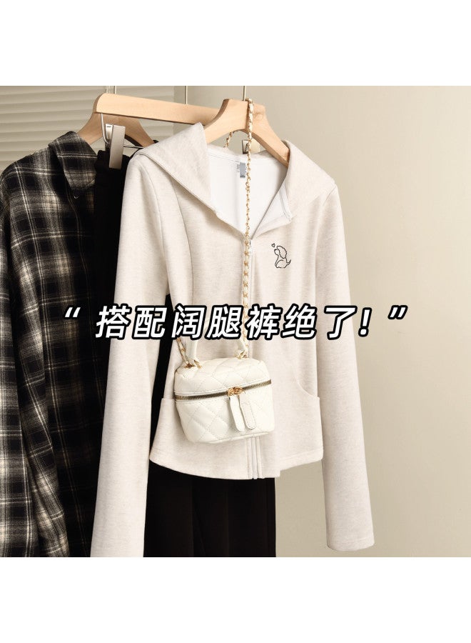 Flying in the snow Hooded Jacket Women 2025 New Autumn Winter Comfort Versatile Glutinous Rice Cardigan Top - Image 2