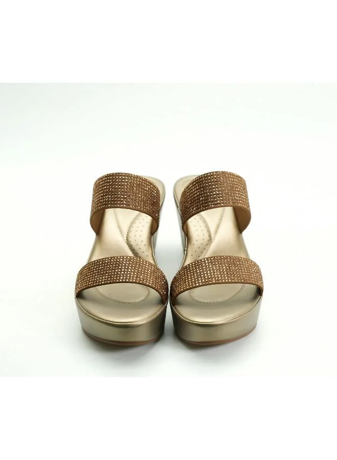 Michelle Morgan Tan 092-3126 Michelle Morgan Women's Embellished Double Strap Wedge Heel Sandals 514RJ33A Tan for Women | Best Price UAE
