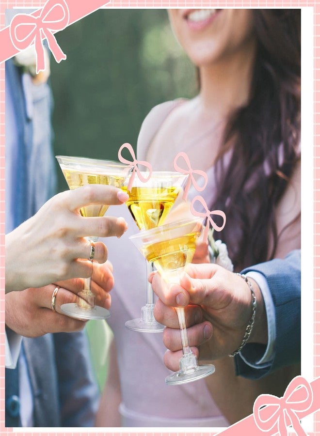 Reallnaive 48 Pcs Party Plastic Martini Glasses Disposable with Pink Bow Drink Tag 5 oz Clear Martini Cocktail Glasses Bulk for Fall Halloween Party Wedding Birthday Wine, Desserts, Appetizers - Image 5