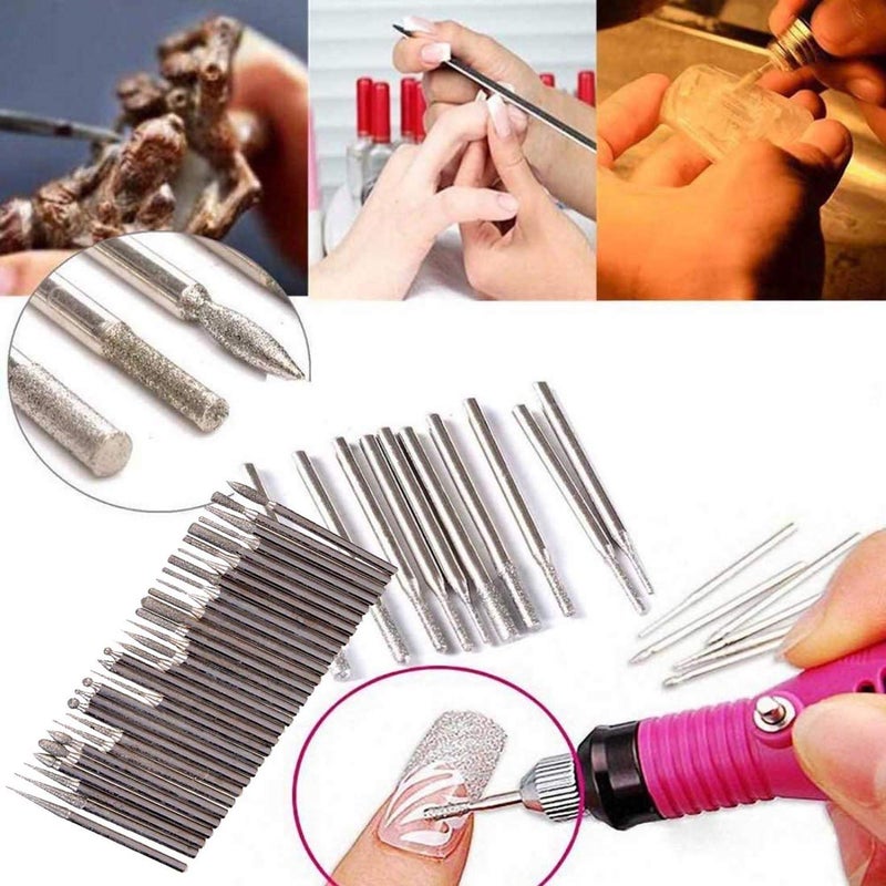DIY Crafts DIY Crafts 30 Pcs Diamond Rotary Burr Drill Bit Set Engraving Tools 3mm Shanks Pattern No 1 Diamond Burr  - Image 1