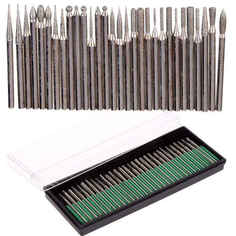 DIY Crafts DIY Crafts 30 Pcs Diamond Rotary Burr Drill Bit Set Engraving Tools 3mm Shanks Pattern No 1 Diamond Burr  - Image 2