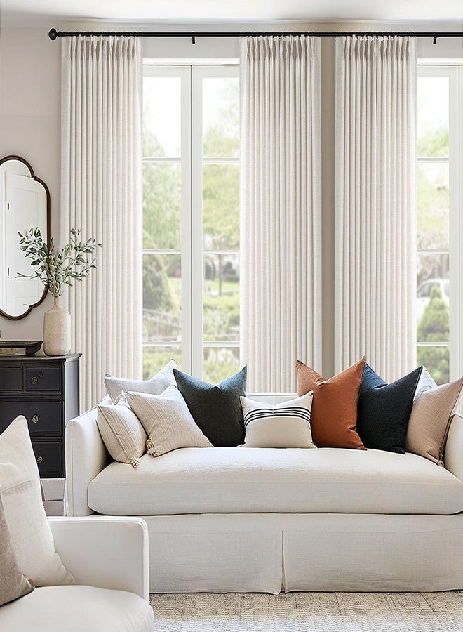 ANRODUO Natural Memory Trained Pinch Pleated Curtains Drapes, Thick Linen Blend Privacy Light Filtering Window Curtains, Linen Textured Pleated Curtain with Hooks&Clips, Triple Pleat Memory Shape Curtain - Image 4