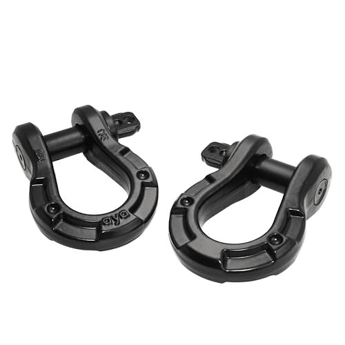 AyA Gear Shackles 3/4" D Ring Shackle (2 Pack) 77,000Ibs(35T) Break Strength with 7/8" Screw Pin and Shackle Isolator & Washers Kit for Tow Strap Winch Off Road Vehicle Recovery Black - Image 1